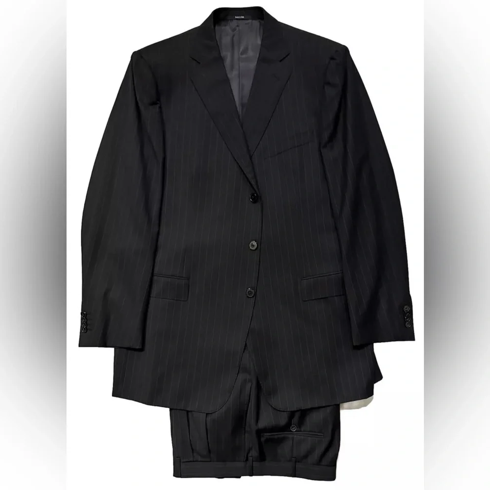 $2450 NEW IMPERFECT 58 46 R/L ERMENEGILDO ZEGNA SUIT BANKERS NAVY PINSTRIPE